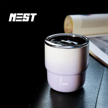 巢里迷你便携咖啡杯304不锈钢户外露营随行外带雪糕杯冰杯渐变紫