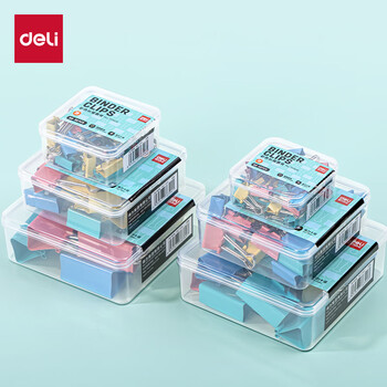 得力（deli）32只19mm彩色长尾夹票夹 盒装金属燕尾夹票据文件夹办公 TP605