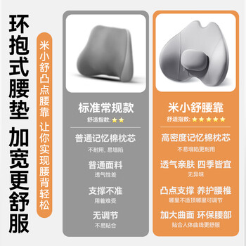 米小舒腰靠垫座椅坐垫护腰靠垫办公室腰垫记忆棉汽车旅行透气腰垫 米小舒腰靠垫座椅坐垫护腰靠垫办公室腰垫记忆棉汽车旅行透气腰垫
