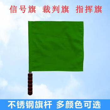 闪谦企 发令信号旗交通指挥旗指令旗运动会手旗裁判旗警示旗 不锈钢绿色