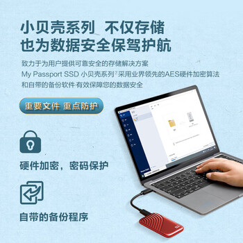 西部数据（WD）1TB My Passport随行 SSDtype-c接口1050MB/s 手机直连笔记本两用 银色