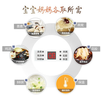 小熊（Bear） 炖盅 电炖锅 燕窝炖盅 隔水炖锅 宝宝辅食婴儿bb煲迷你煮粥煲汤锅小容量白瓷 DDZ-A08D1 0.8L