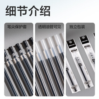 得力（deli）0.7mm拔帽中性笔笔芯子弹头替芯 办公用品 黑色20支/盒S761 开学文具