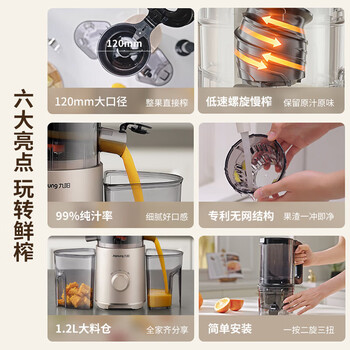 九阳（Joyoung）LZ5原汁机多功能家用电动立式榨汁机全自动果汁果蔬机渣汁分离榨汁机 榛果金