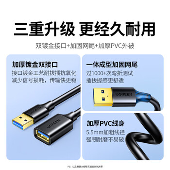 绿联USB3.0延长线 公对母数据连接线 电视电脑主机硬盘U盘鼠标键盘打印机扩展线加长转接线2米 10373 绿联USB3.0延长线 公对母数据连接线 电视电脑主机硬盘U盘鼠标键盘打印机扩展线加长转接线2米 10373