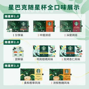 星巴克速溶咖啡 冻干咖啡 超精品意式咖啡随星杯 双口味分享装2.7g*18颗