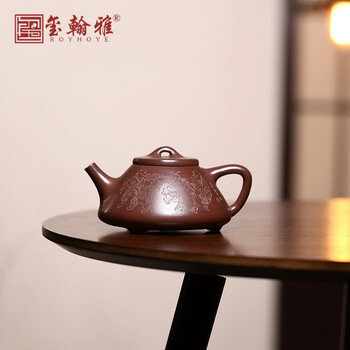 【蔵出し】徐漢棠製 紫砂壺 朱泥 中国茶器 骨董 茶道具（宜興／ジョカントウ） 安】急須 徐漢棠製 蘭花漢詩紋茶壺 宜興紫砂 常滑 朱泥急須 煎茶