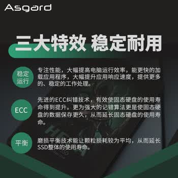 阿斯加特1TB SSD固态硬盘 SATA 3.0接口 读速500MB/s 台式机/笔记本通用 海拉系列