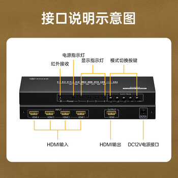 毕亚兹 HDMI分割器四进一出4进1出分配器 1080P支持dnf游戏搬砖电脑视频分屏器监控同步拼接器画面合成器