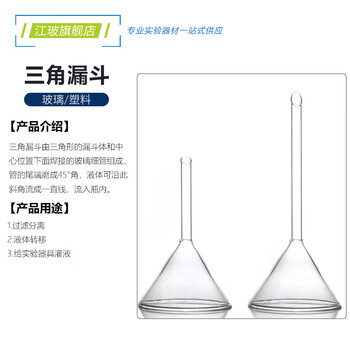 江玻漏斗玻璃三角锥形大口径小漏斗塑料漏斗透明加厚过滤实验室科研 塑料漏斗90mm 