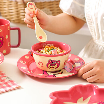 川岛屋（KAWASIMAYA）迪士尼草莓熊餐具可爱饭碗家用陶瓷面碗餐盘子马克杯草莓熊
