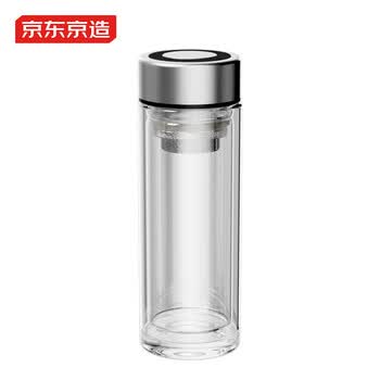 京东京造【纯钛茶隔】双层隔热玻璃泡茶杯男家用办公桌面过滤水杯360ml