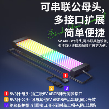 科乐浦（KELEPU）霓彩线软灯板 显卡3X8PIN发光板（不含供电线）5V3针/ARGB神光同步/TPE硅质/轻薄易弯 26CM 白色