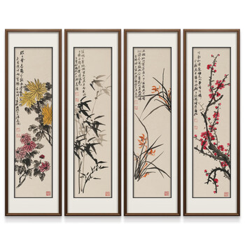梅兰竹菊并称图片- 京东