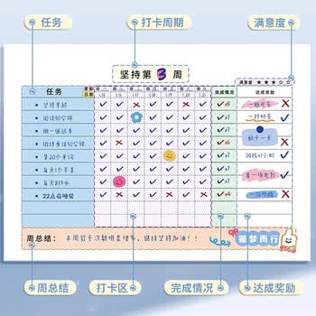 米砾自律打卡本a5学习计划表习惯养成时间管理每日每周打卡表任务小学生儿童作息规划毕业季