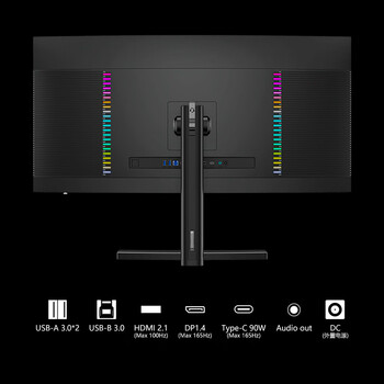 联合创新34英寸MiniLED 2304分区 曲面带鱼屏 21:9 音响 无线充 HDR1000 C口90W 电竞游戏办公显示器34M1R