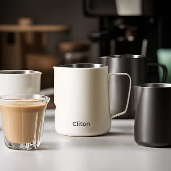 CLITON咖啡拉花杯鹰嘴意式拉花缸304不锈钢打奶泡杯带刻度打奶缸350ml