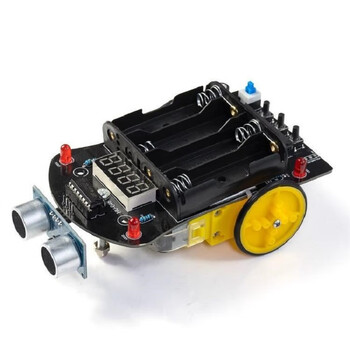 诺然 DIY小车套件 51单片机智能小车超声波避障小车电动测距机器人编程 盖母螺帽球版 全套散件