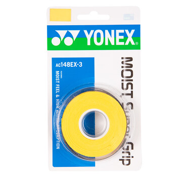 YONEX尤尼克斯网球拍手胶防滑耐磨吸汗带握把AC148-3EX黄色3条装