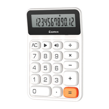 齐心12位宽屏显示三档真人语音计算器 大按键大屏幕简约轻薄机身财务计算器 办公用品探索系列 X3 白