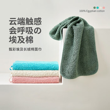 内野（UCHINO）甄彩埃及长绒棉面巾A类加厚柔软吸水洗脸巾塞纳洗脸毛巾  蓝