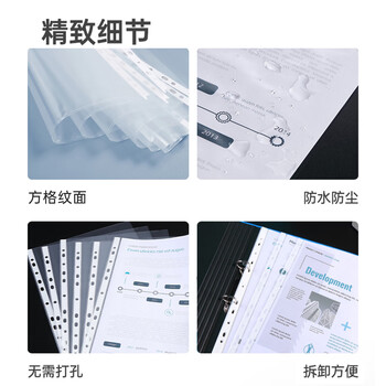 齐心（COMIX）100个装11孔加厚透明文件袋A4插页文件快递袋活页文件档案资料袋替芯办公财务票据收纳学生 EH1006