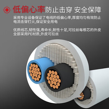 德力西(DELIXI)电线布电线 RVV1.5平方 三芯护套线软线白色 家装家用铜芯电线 50米