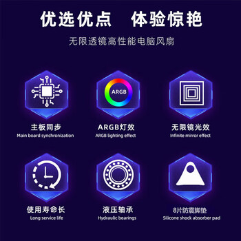 子意棱镜4pro机箱风扇12cm黑色反叶ARGB神光同步+PWM智能温控降噪风扇 ZY-612