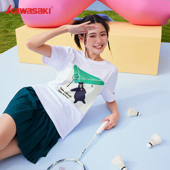 kawasaki川崎羽毛球服男女款圆领T恤运动休闲透气文化衫B3928白色 2XL kawasaki川崎羽毛球服男女款圆领T恤运动休闲透气文化衫B3928白色 2XL