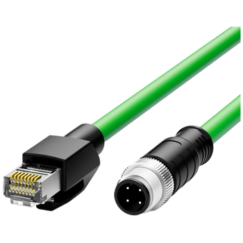 亨通贝尔 M12转RJ45工业网线高柔电缆工业级相机编码线缆 直头4芯D型公头（绿）0.5米 HTBE-9004-0.5