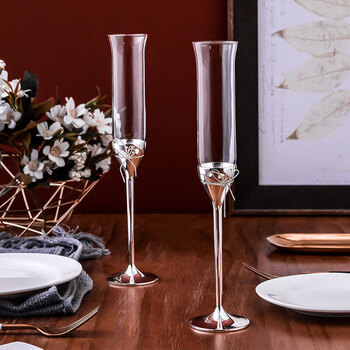 WedgwoodVera Wang王薇薇 爱之结绳低调奢华风香槟杯对杯 玻璃杯150ml