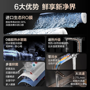 海尔（Haier）1000G进口膜加热直饮一体机【鲜活水】家用即热零冷水净水器RO净饮机 HKC2400-R986HU1