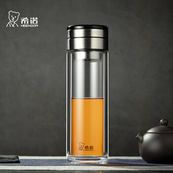 希诺(HEENOOR)茶水分离玻璃杯子双层防烫泡茶杯子男车载水杯XN-7096本色 360mL 希诺(HEENOOR)茶水分离玻璃杯子双层防烫泡茶杯子男车载水杯XN-7096本色 360mL