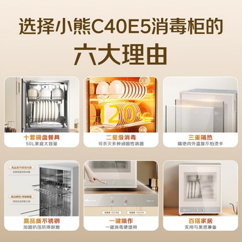 小熊多功能消毒柜 消毒碗柜家用立式二星高温餐具碗筷收纳厨房消毒机 50L RTP50-C40E5