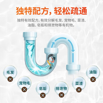 威猛先生（Mr Muscle）管道疏通剂500g*3瓶 厨房下水道商用酒店马桶卫生间管道疏通剂
