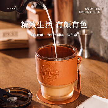 ZIPPO玻璃杯大容量水杯便携咖啡杯高颜值女生水杯吸管杯实用杯子