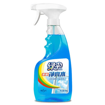 绿伞擦玻璃净亮水500ml*4瓶 车窗浴室眼镜清洗剂不留水痕去污防尘