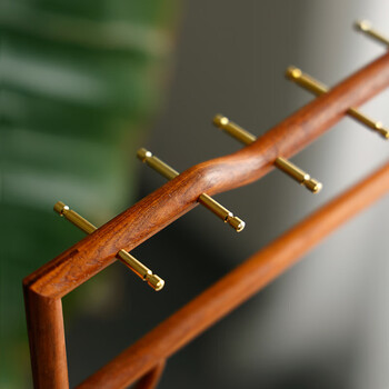 漢墨 明式抽屉毛笔笔挂 花梨木抽屉式收纳14针博古架 文房四宝创意简约毛笔架子 