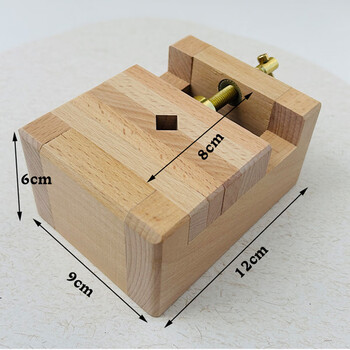 芬尚 大号榉木印床 篆刻印章刻床 书法刻章固定章料用刻印台可调大小文房配件篆刻床 12*9*6cm加深型
