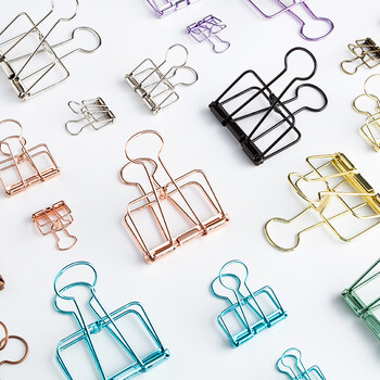 天色小清新燕尾夹大号创意夹子/简约镂空长尾夹/票夹 单个装 玫瑰金TS-5782