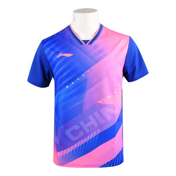 李宁（LI-NING）乒乓球服装男款女款国家队同款短袖运动比赛服037-4 梦幻蓝L