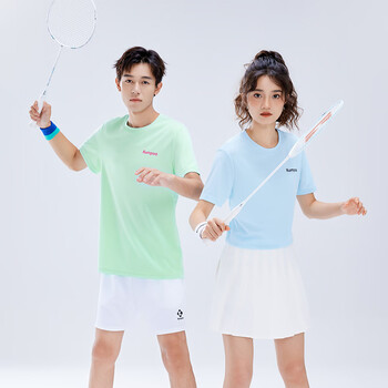 薰风（KUMPOO）羽毛球服速干短袖男凉感T恤女上衣休闲服K242U01113 牛油果绿 2XL