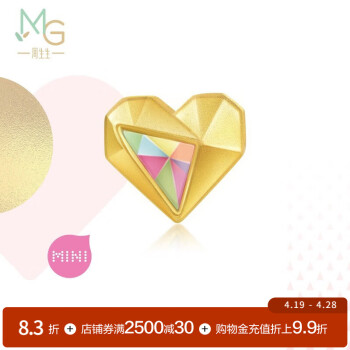 周生生黄金转运珠 幻彩足金Charme宝贝爱情童话串珠 单颗定价 撞色心形 91836C