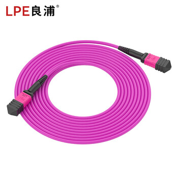 良浦 多模万兆MPO-MPO12芯OM4光纤跳线 40G/100G/200G模块用跳纤5米 MPO-MT12-5M