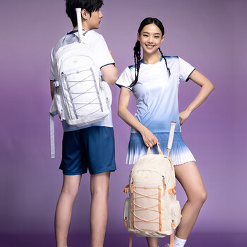 川崎（KAWASAKI）羽毛球包双肩休闲背包男女款运动包独立鞋仓鲸梦C8243 奶黄色