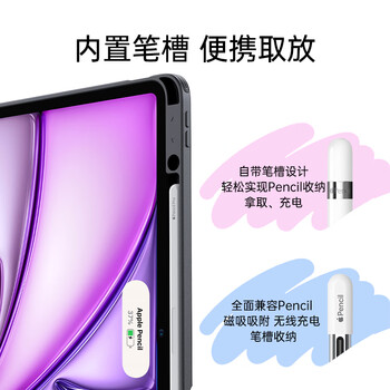 亿色（ESR）适用于iPad Air7/6保护套13英寸2025新M3芯片横竖两用笔槽保护壳通24年苹果平板电脑多角度稳固黑