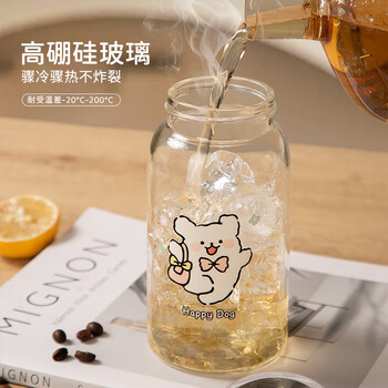 维艾（Newair）高硼硅玻璃杯咖啡豆浆果汁水牛奶带盖可爱2026外出携带高颜值饮料