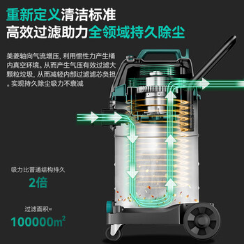 MELNG美菱工业吸尘器家用4200W峰值大功率大吸力干湿吹桶式吸尘机商用洗车装修车载办公60L大容量T017M
