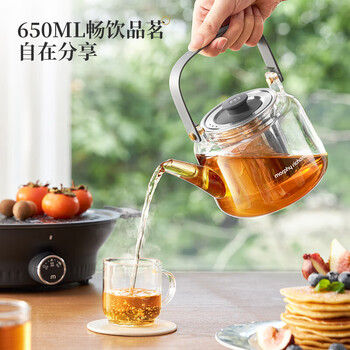 摩飞电器（Morphyrichards）全玻璃养生壶围炉煮茶电陶炉煮茶器煮茶炉多功能泡茶蒸茶器 0.65L MR6083灰色