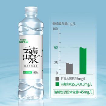 青啤优活（TSINGTAO）张艺兴代言云南山泉550ml*24瓶 整箱瓶装水 天然弱碱性水